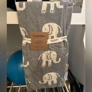 NWT! Baby blanket. Gray with white elephants.